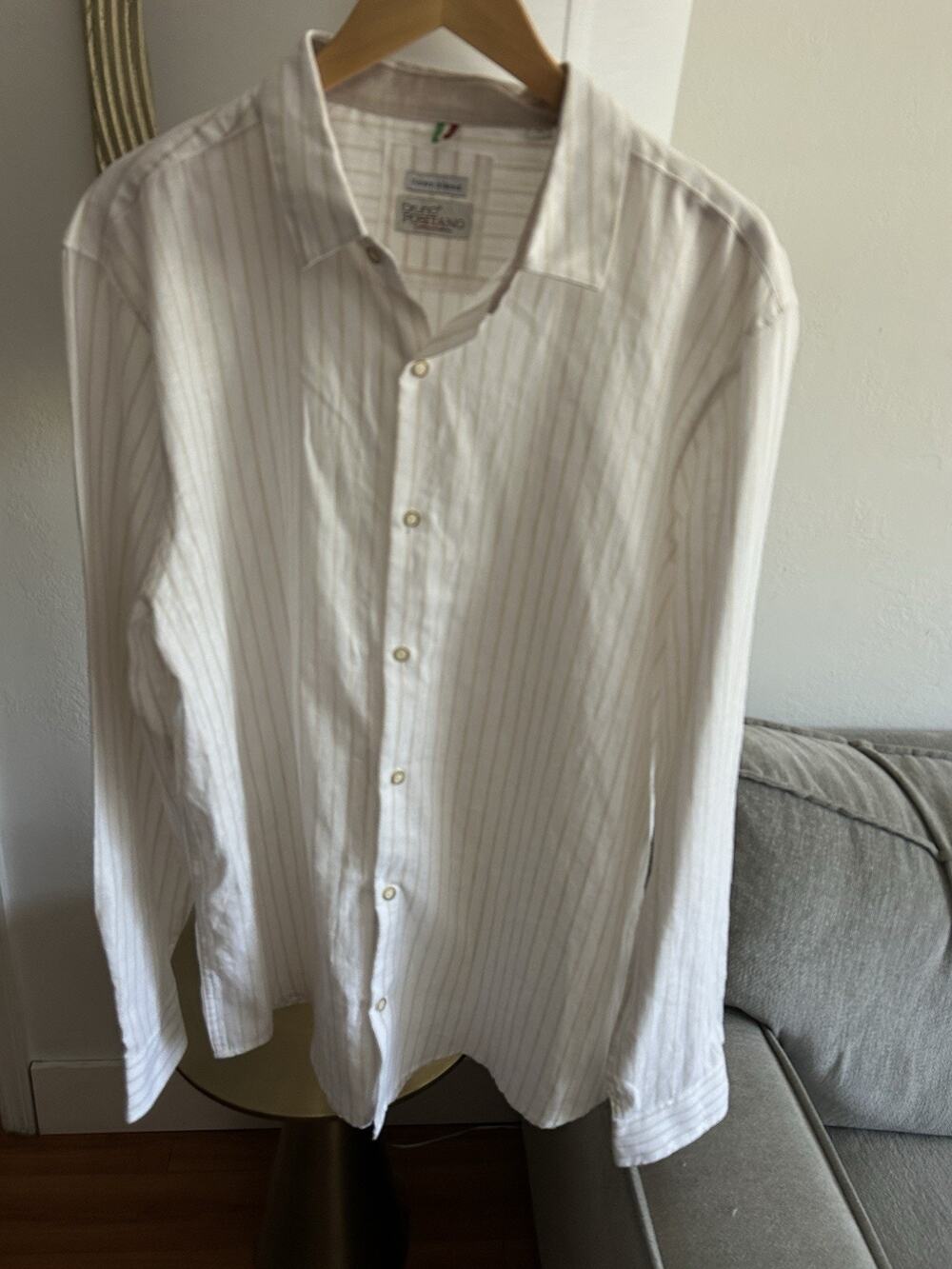 Bruno Positano Italy Mens Linen/Cotton Coastal Nautical Shirt Xl Preppy Striped